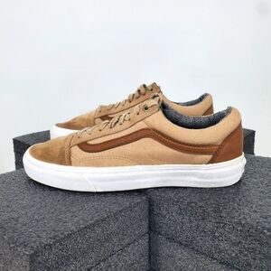 Vans Off The Wall Shoes Low Top Canvas Khaki Tan Brown Men 8 Women 9.5 Sneakers